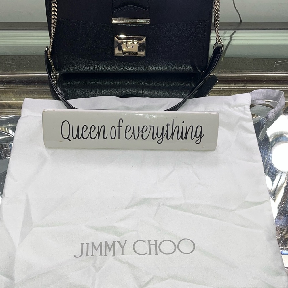 JIMMY CHOO MARIANNE SHOULDER BAG black grained calf leather Chain Shoulder bag